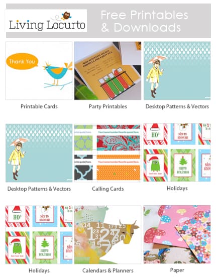 Great Resource for Free Printables & Downloads |  LivingLocurto.com | Free Party Printables | Holiday