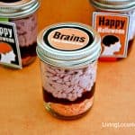 Halloween Recipe- Brains in Jar Cake | Free Party Printables | LivingLocurto.com