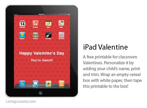 Free Printable iPad Valentine Box by Amy Locurto at LivingLocurto.com