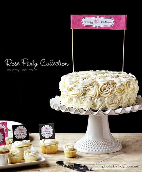 Rose Cake and Birthday Party Printables by Living Locurto | Printables by Amy Locurto
