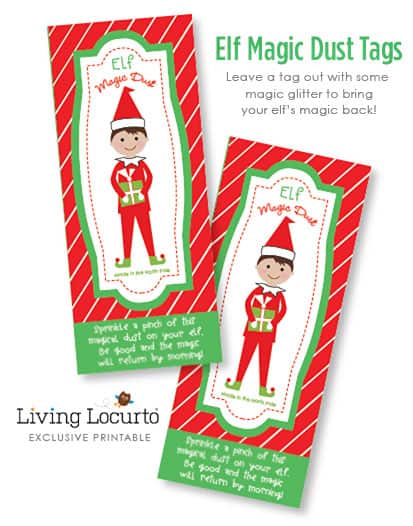 Elf Magic Dust - Printable Tags! Directions on how to bring back an Elf on the Shelf's magic! Exclusive design by LivingLocurto.com