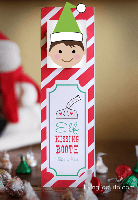 Cute Elf Kissing Booth! Printable design by Amy Locurto at LivingLocurto.com